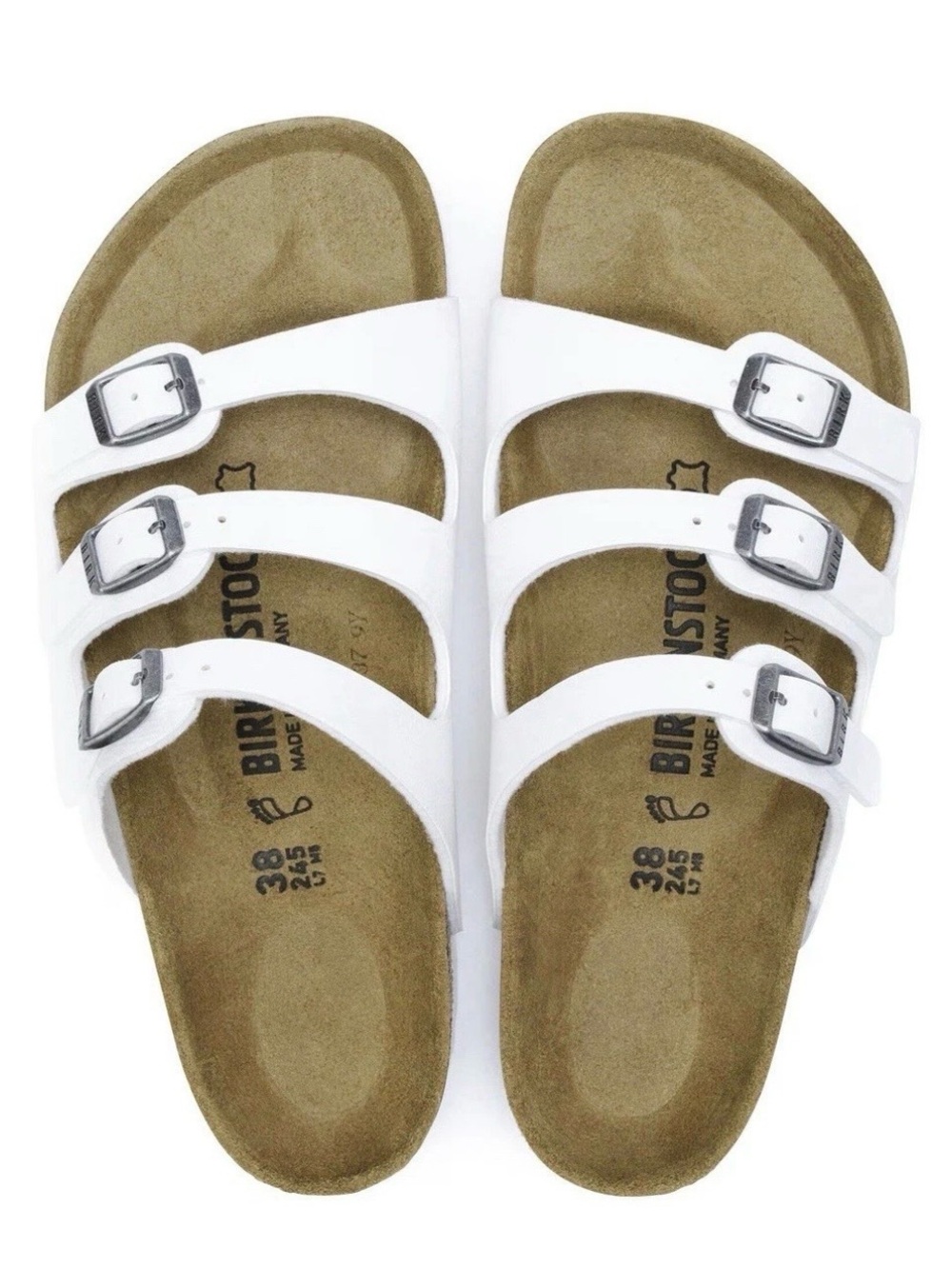 Birkenstock Florida Birko White 3-Strap Buckle Slides Sandals 37 38 39 40 - Picture 14 of 15